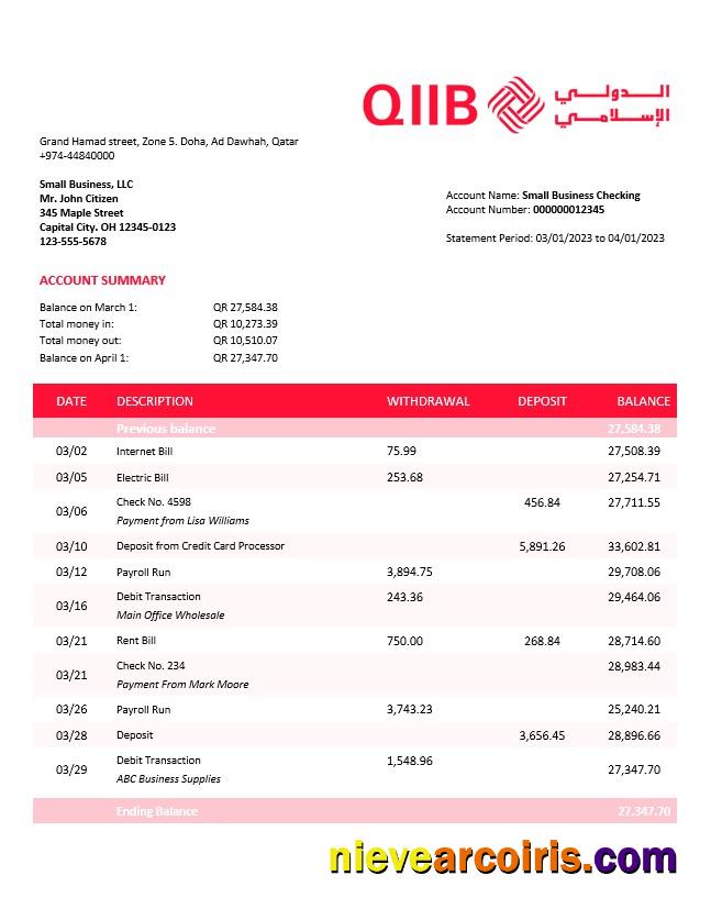 QIIB firm account statement